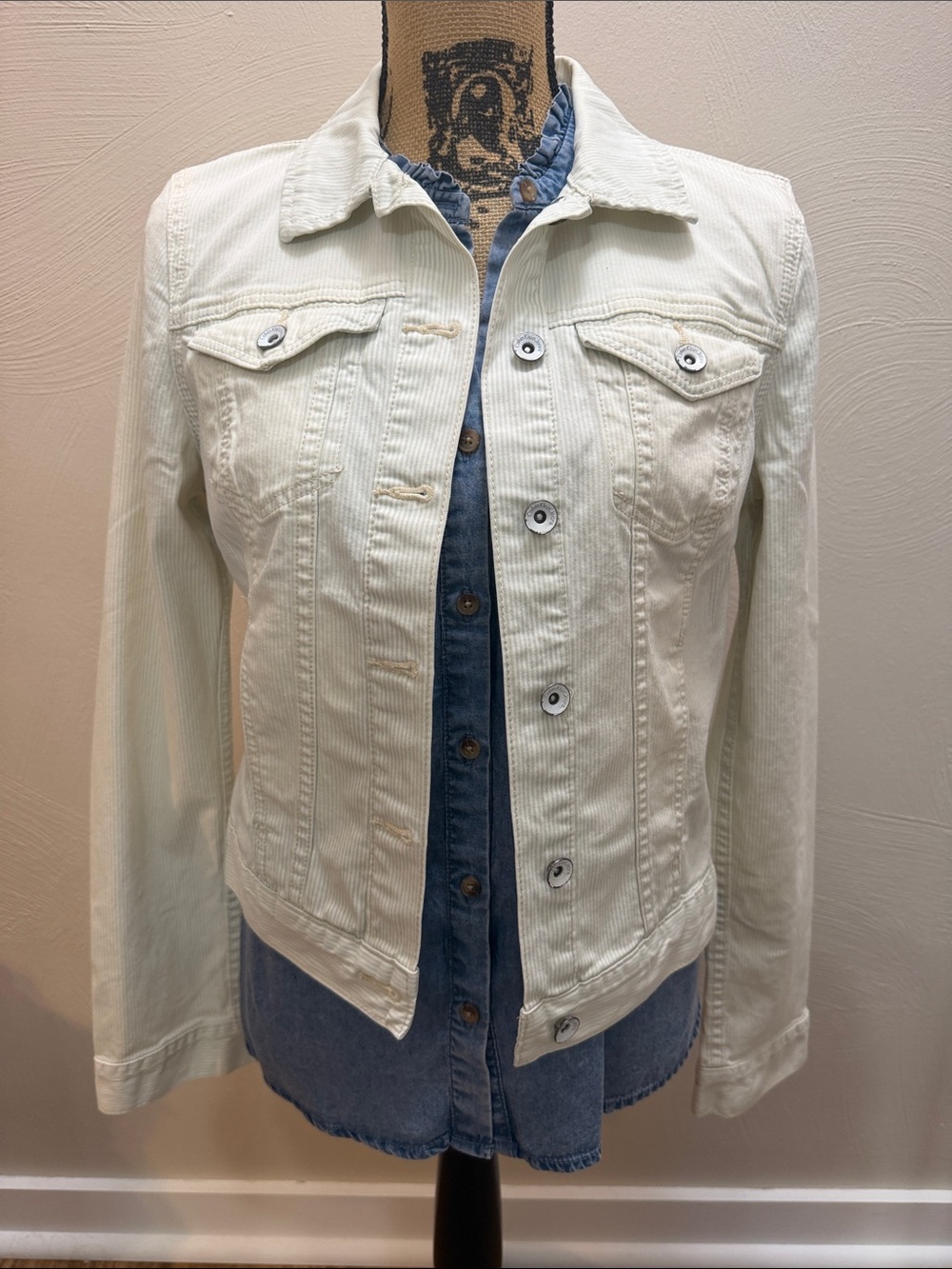Women's Calvin Klein Cream Button-Up Jacket